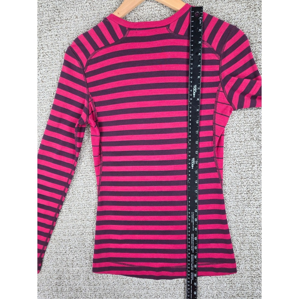 Smartwool Womens Merino Wool Striped Long Sleeve Base Layer Top Pink Purple M - Picture 11 of 11